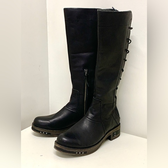 Women’s 7 Caterpillar NESS Black Heliotrope Side Zip Rear Lace Engineer Boots - Picture 2 of 16